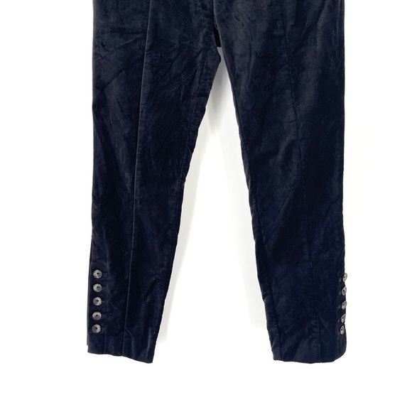 Anthropologie The Essential Slim Black Velvet Corduroy Button Ankle Crop Pants - Picture 4 of 8